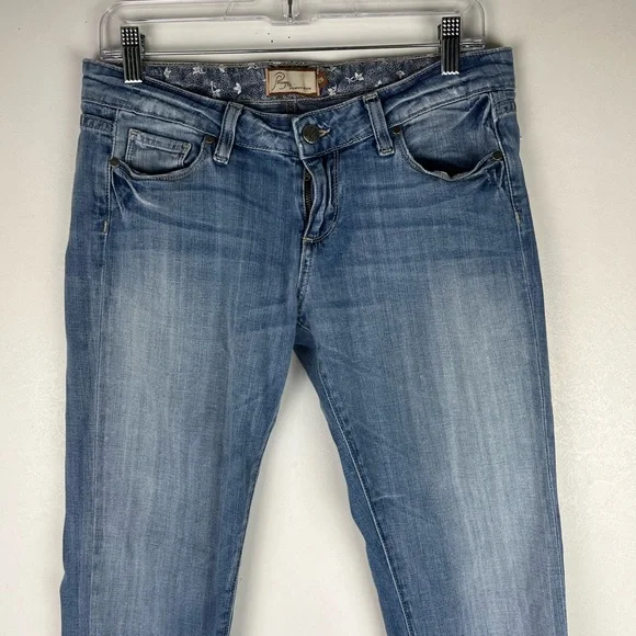 Paige Roxbury Low Rise Peg Leg Jeans Skinny Light Blue Denim Pockets 29 Casual - Picture 2 of 11